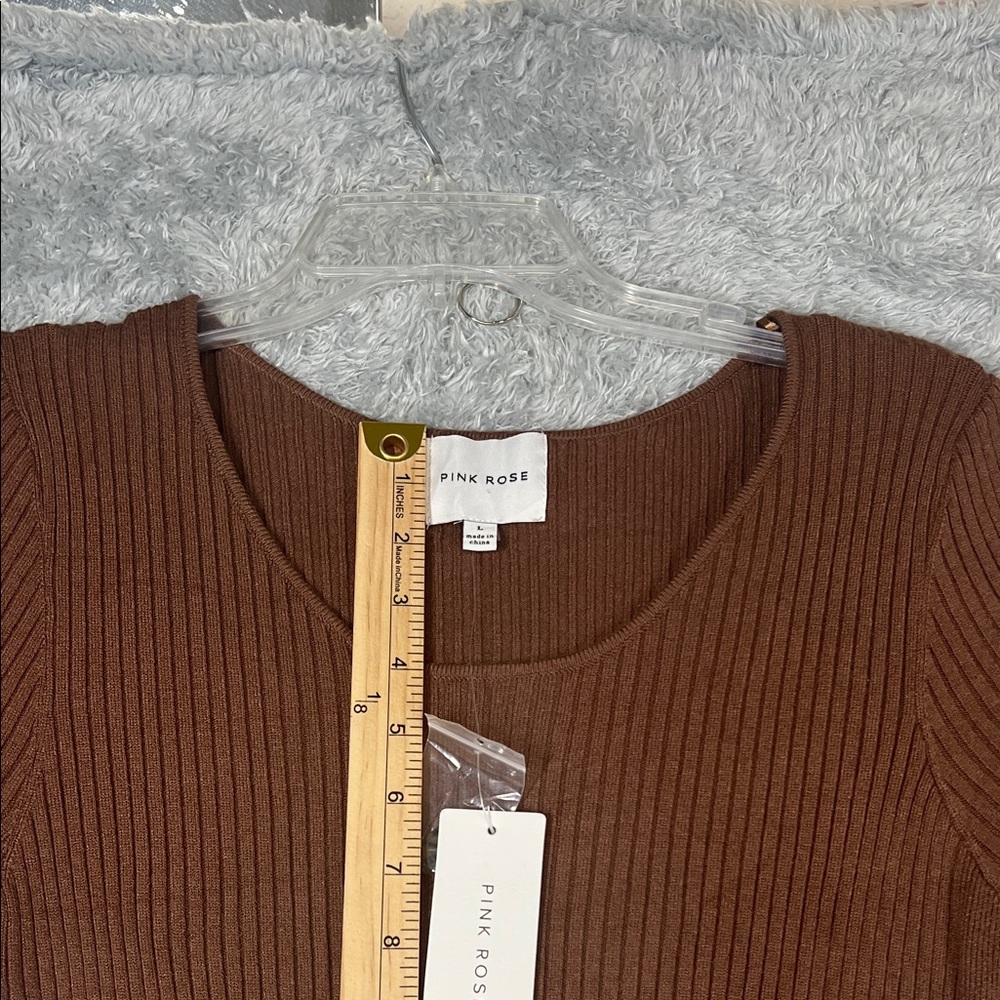 Pink Rose Brown Long Sleeve Dress with Button Detail - Picture 9 of 10